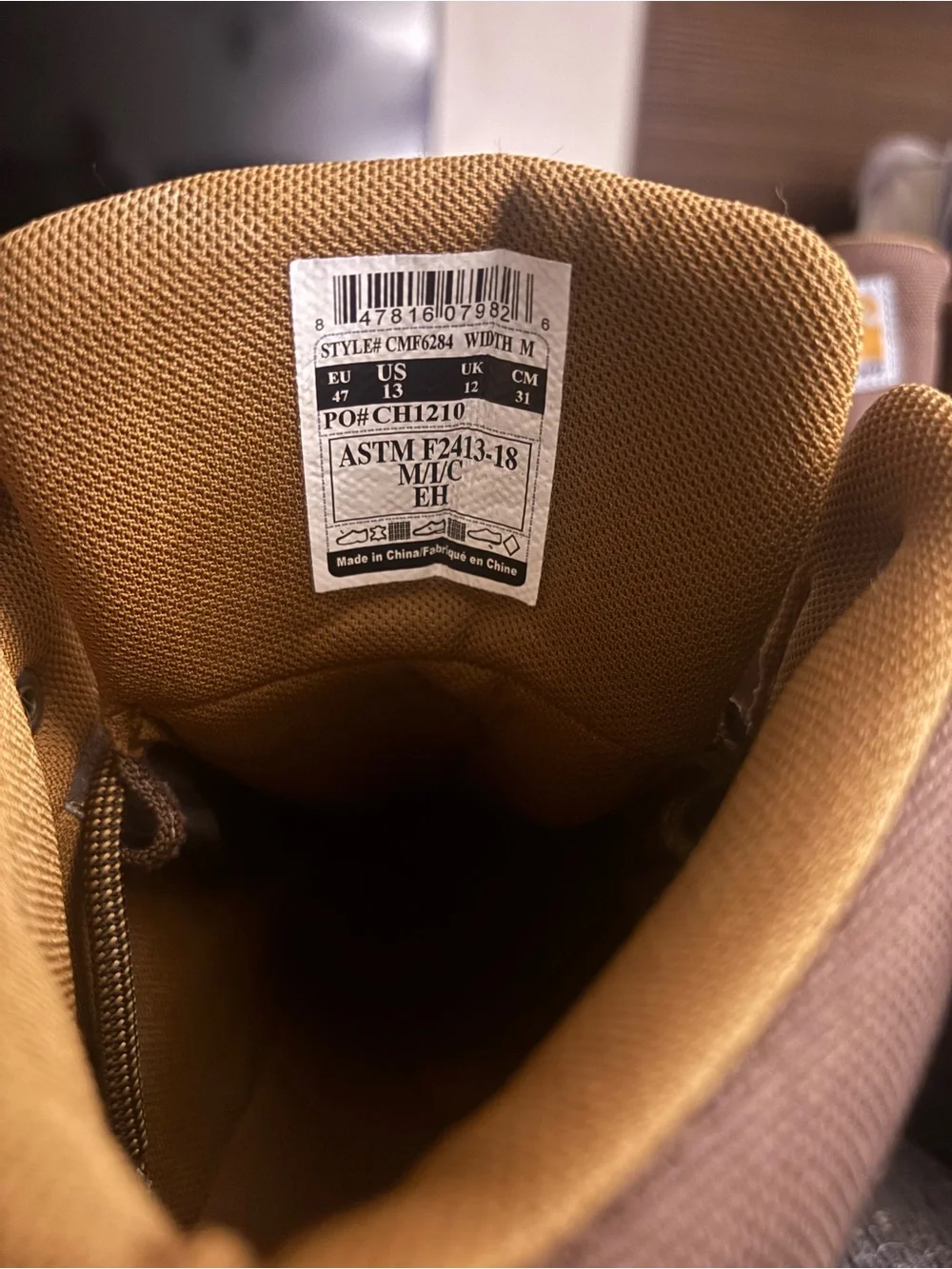 Carhartt Men's Dark Brown Work Boots with Tan Lining